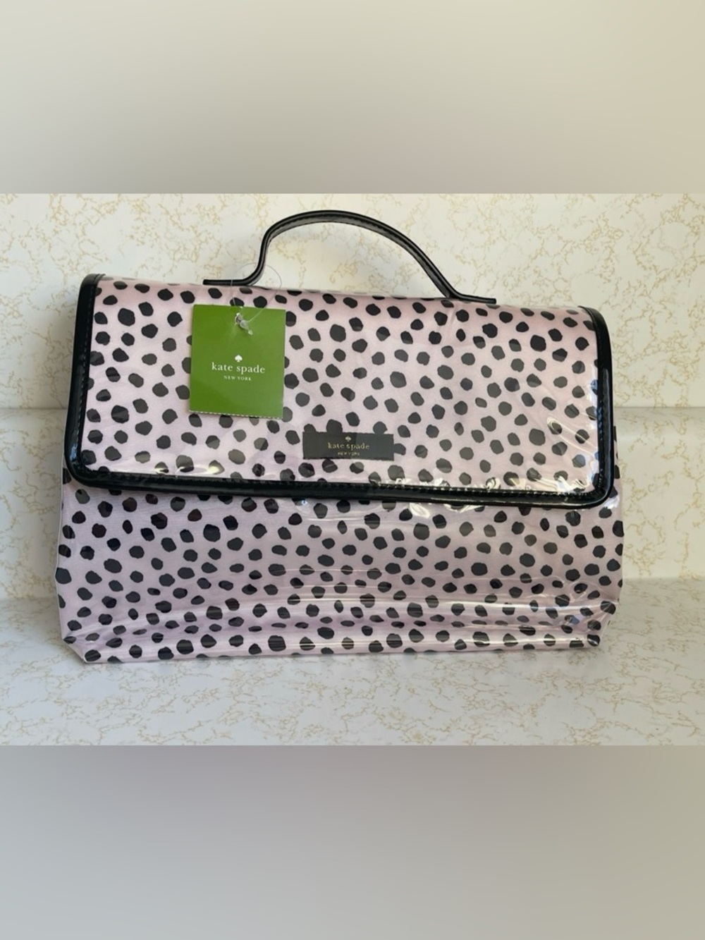 Kate Spade Brook Place Lita Fold Up Travel Toiletries Cosmetic Bag Case Polkadot